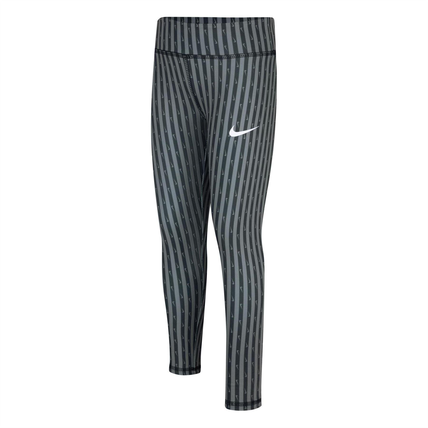 Black - Front - Nike Girls Stripe Leggings