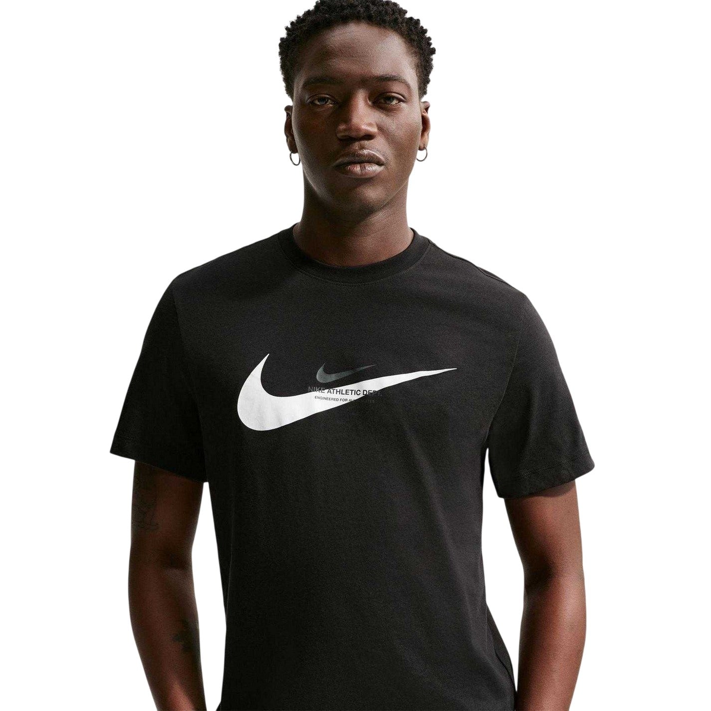Black - Side - Nike Mens Swoosh Large Logo T-Shirt