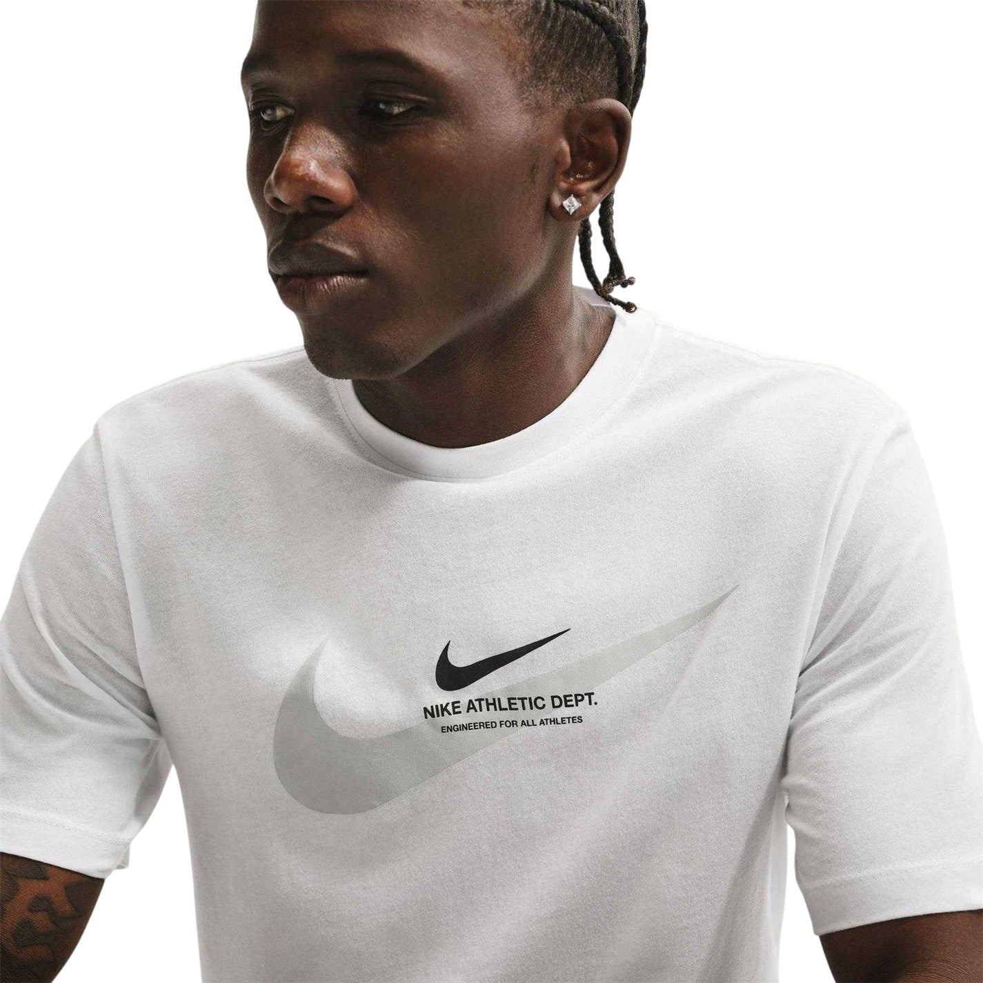 White - Side - Nike Mens Swoosh Large Logo T-Shirt
