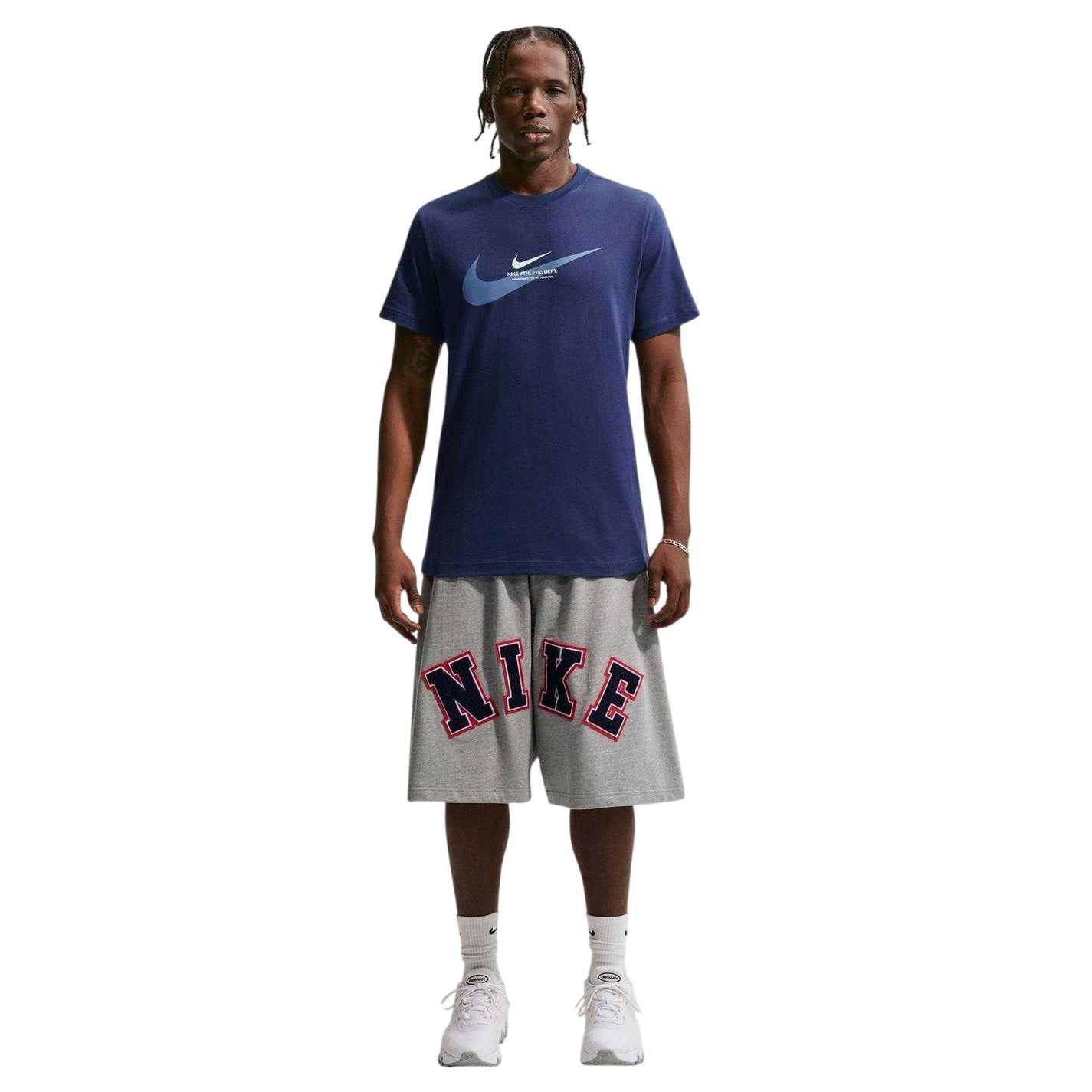 Navy - Front - Nike Mens Swoosh Large Logo T-Shirt