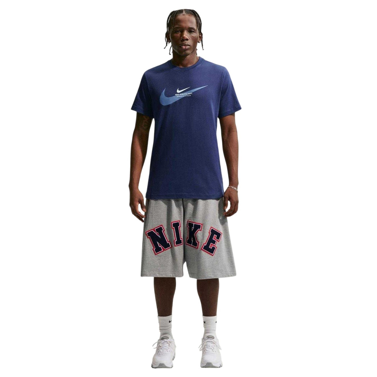 Navy - Front - Nike Mens Swoosh Large Logo T-Shirt