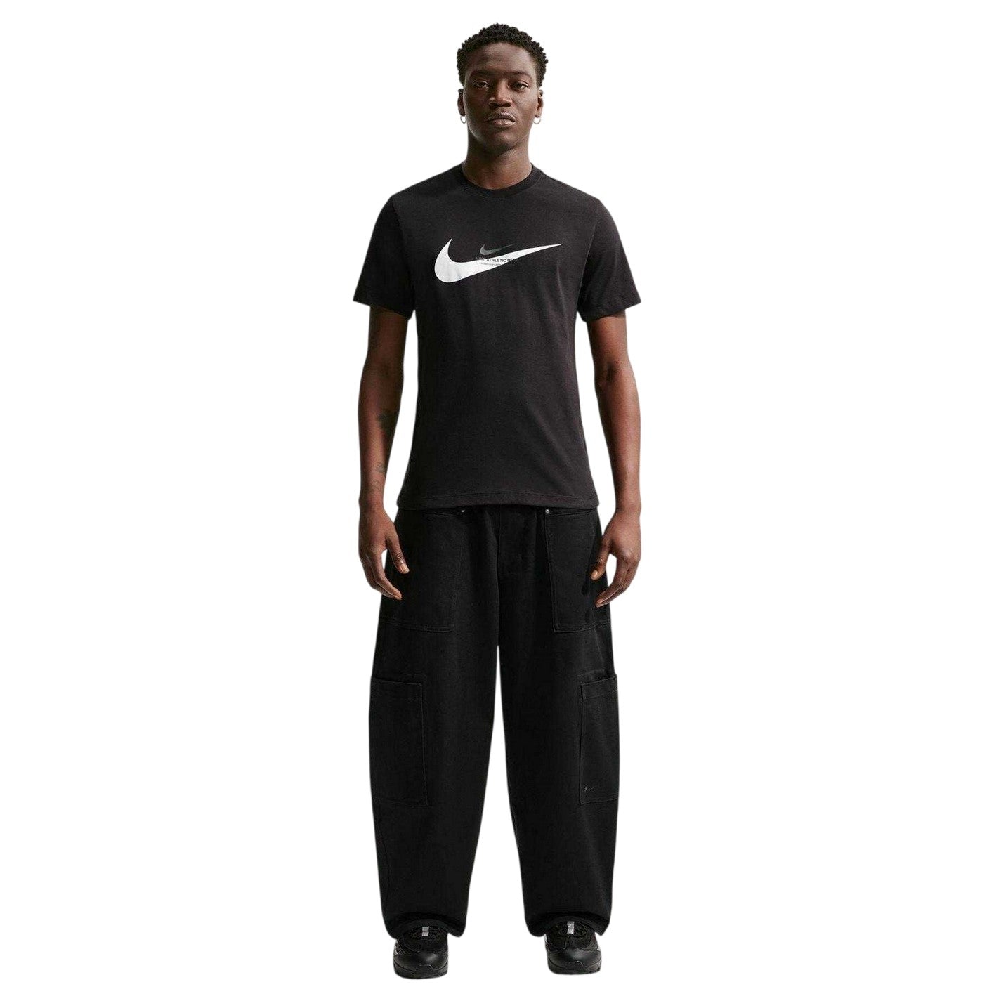 Black - Front - Nike Mens Swoosh Large Logo T-Shirt