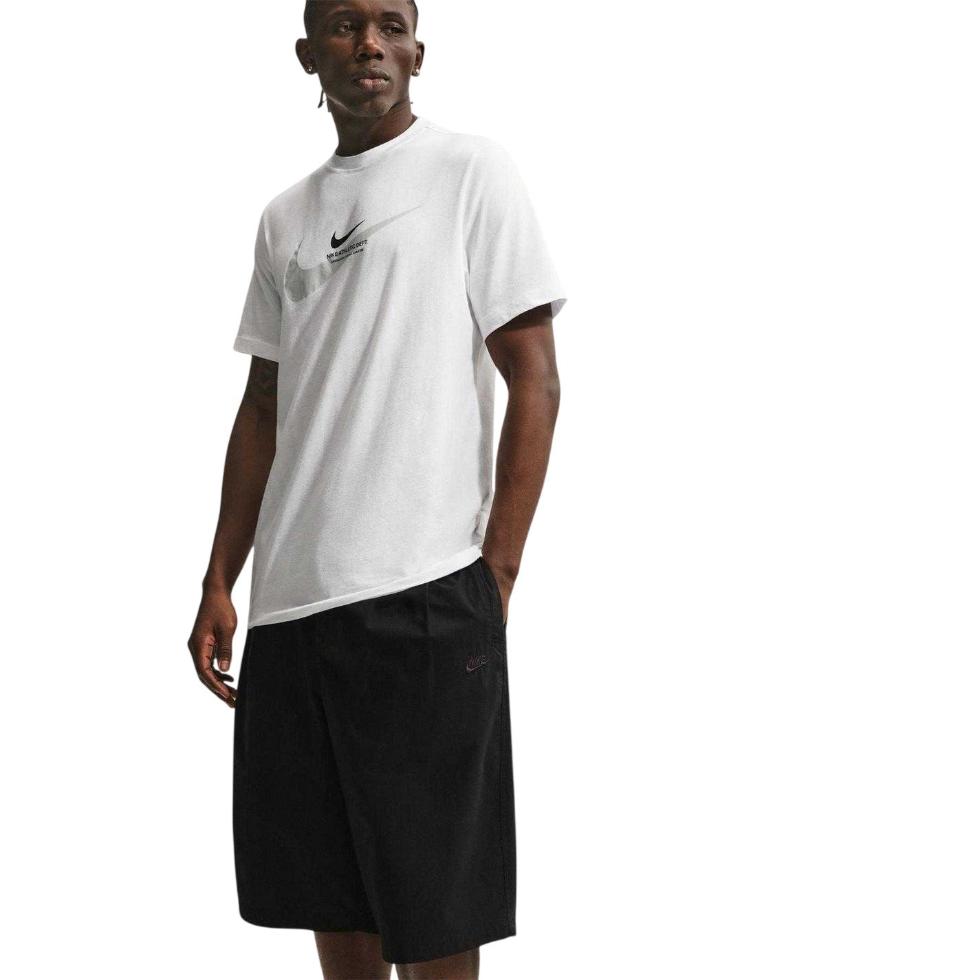 White - Front - Nike Mens Swoosh Large Logo T-Shirt