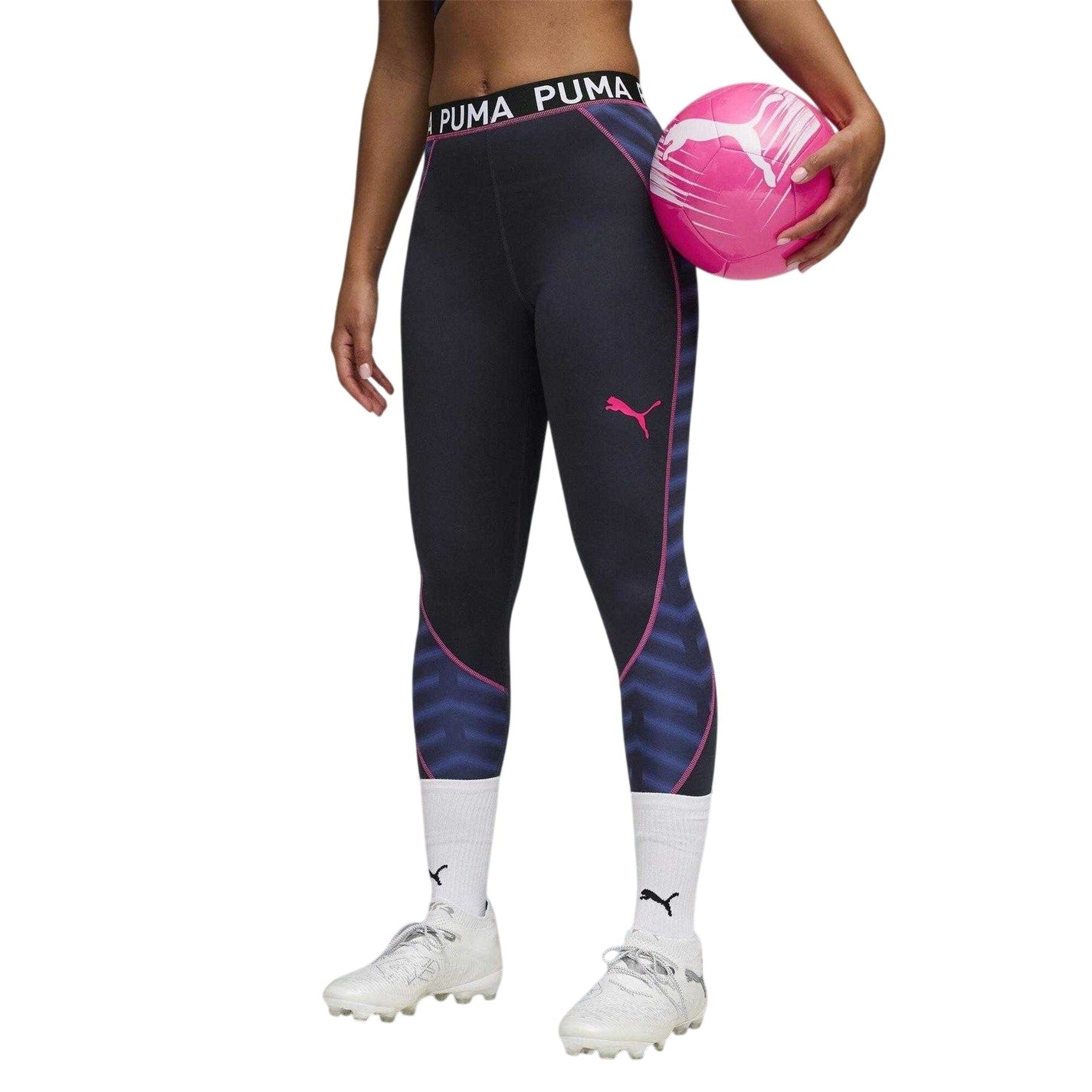 Black-Blue - Side - Puma Womens-Ladies Blaze Training Tights