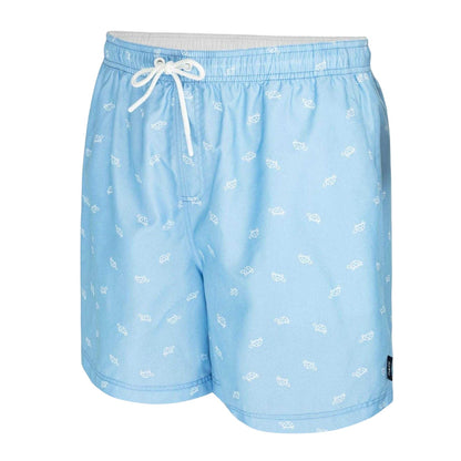 Blue - Side - Hot Tuna Mens Floral Swim Shorts