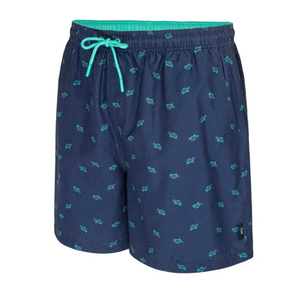 Navy - Side - Hot Tuna Mens Floral Swim Shorts