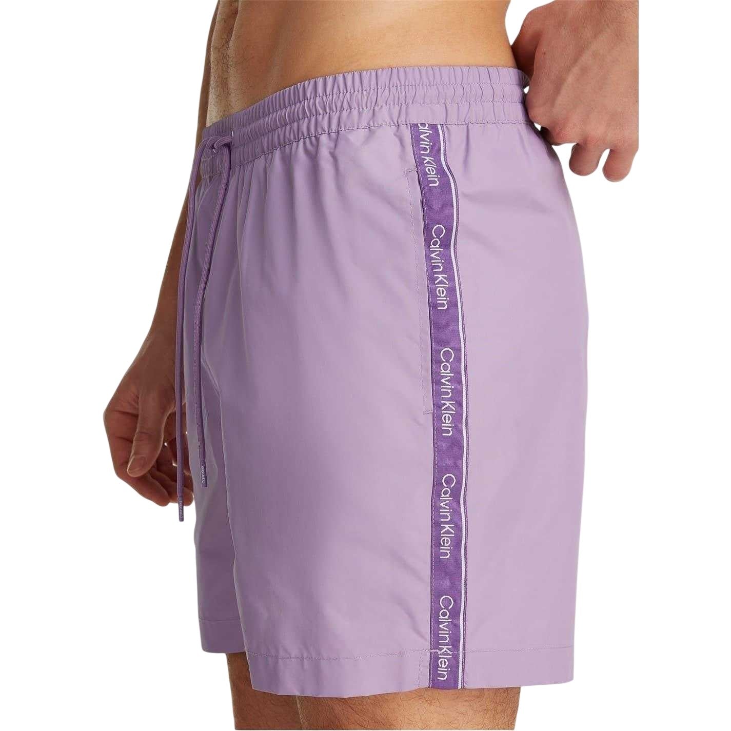 Quartz Purple - Side - Calvin Klein Mens Tape Swim Shorts