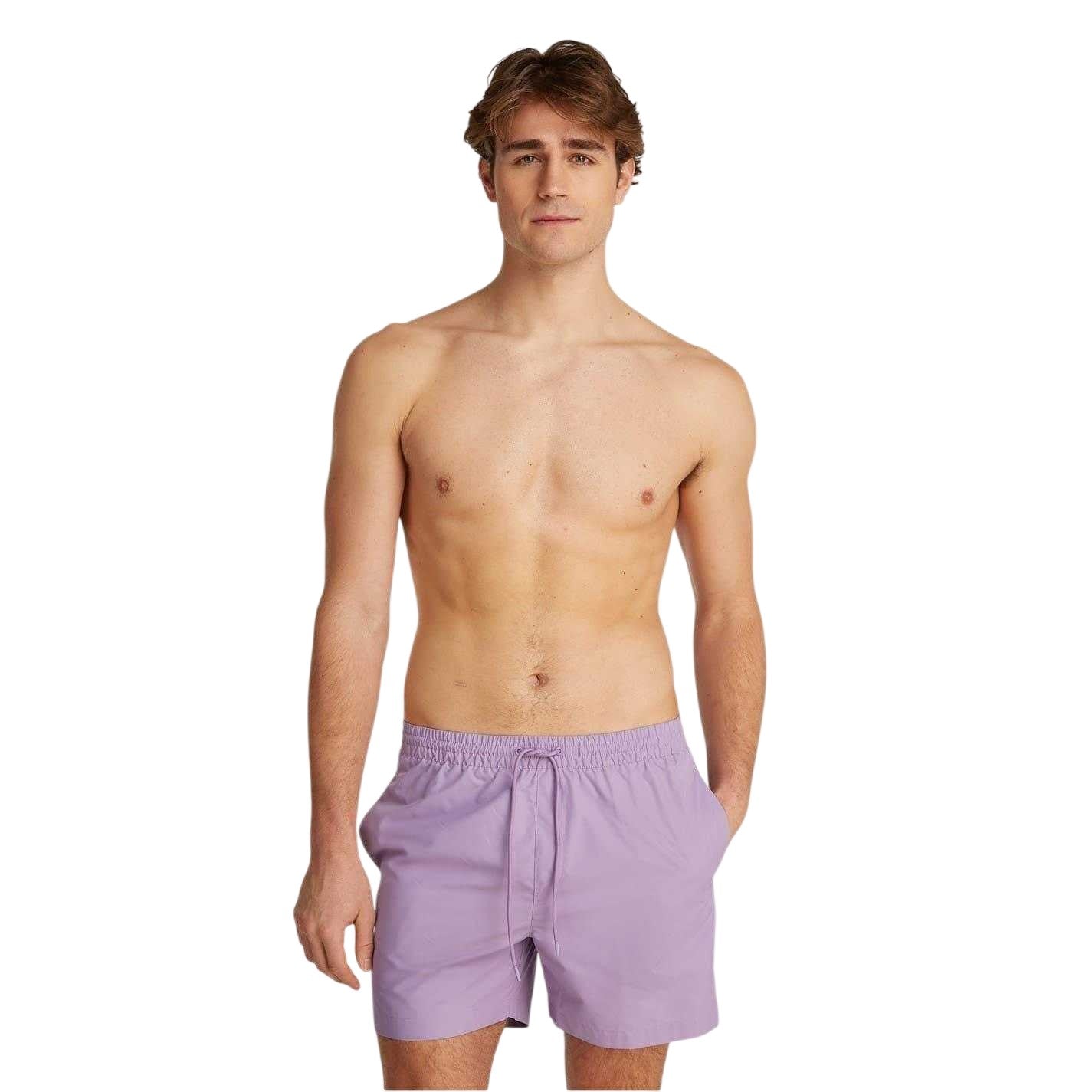 Quartz Purple - Lifestyle - Calvin Klein Mens Tape Swim Shorts