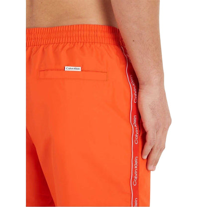 Orange - Side - Calvin Klein Mens Tape Swim Shorts