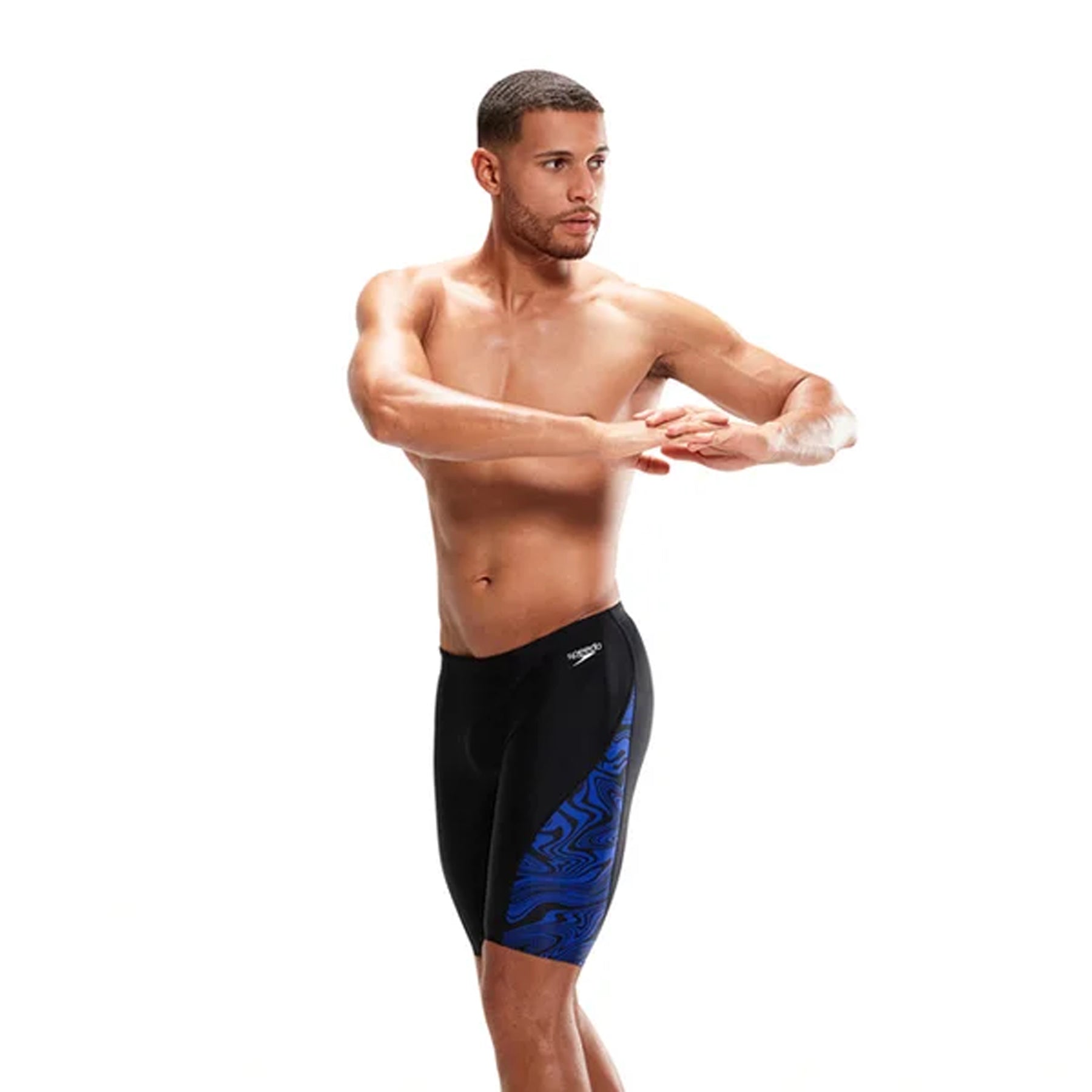 Black-Blue - Lifestyle - Speedo Mens Marble Effect Jammer Shorts