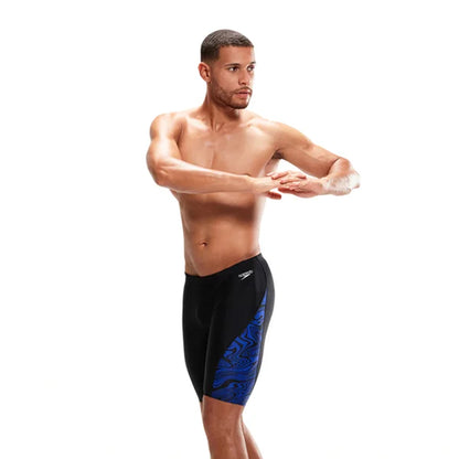 Black-Blue - Lifestyle - Speedo Mens Marble Effect Jammer Shorts