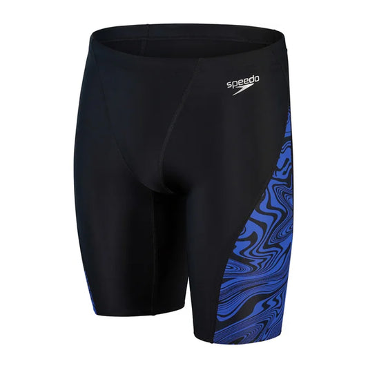 Black-Blue - Front - Speedo Mens Marble Effect Jammer Shorts