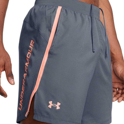 Grey - Side - Under Armour Mens Contrast Detail Running Shorts