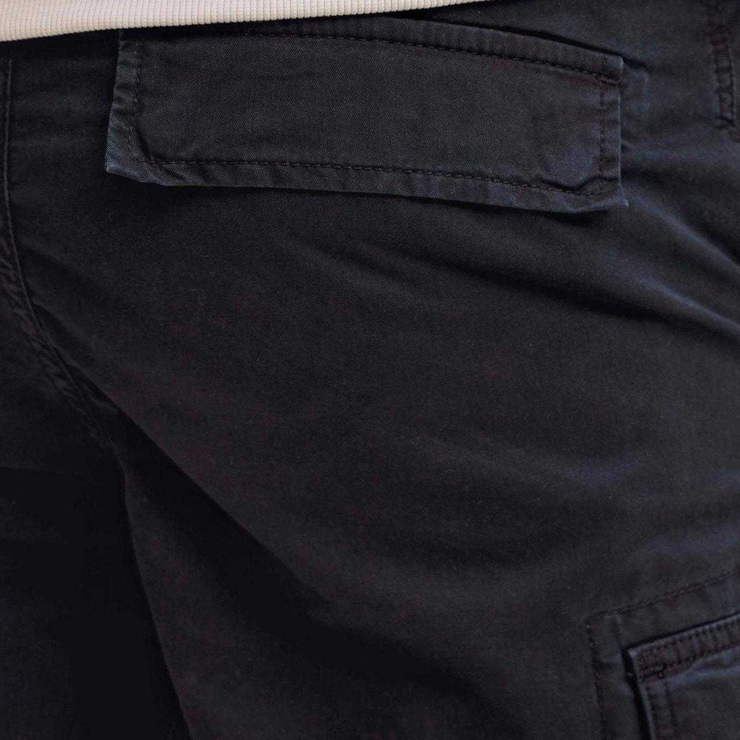 Black - Side - Jack And Jones Mens Cole Frank Relaxed Fit Cargo Shorts