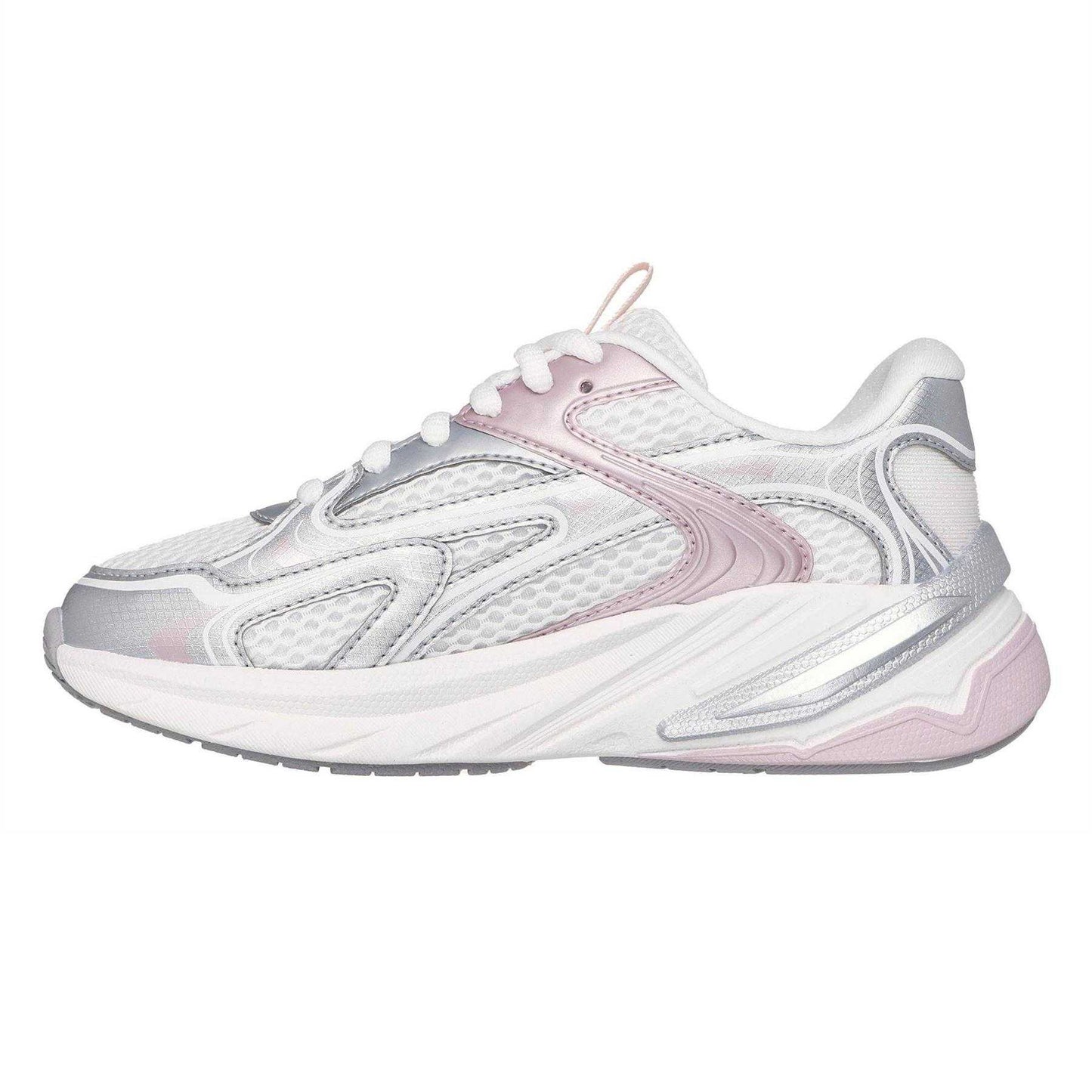 Silver-White - Back - Skechers Childrens-Kids Slip-on Trainers