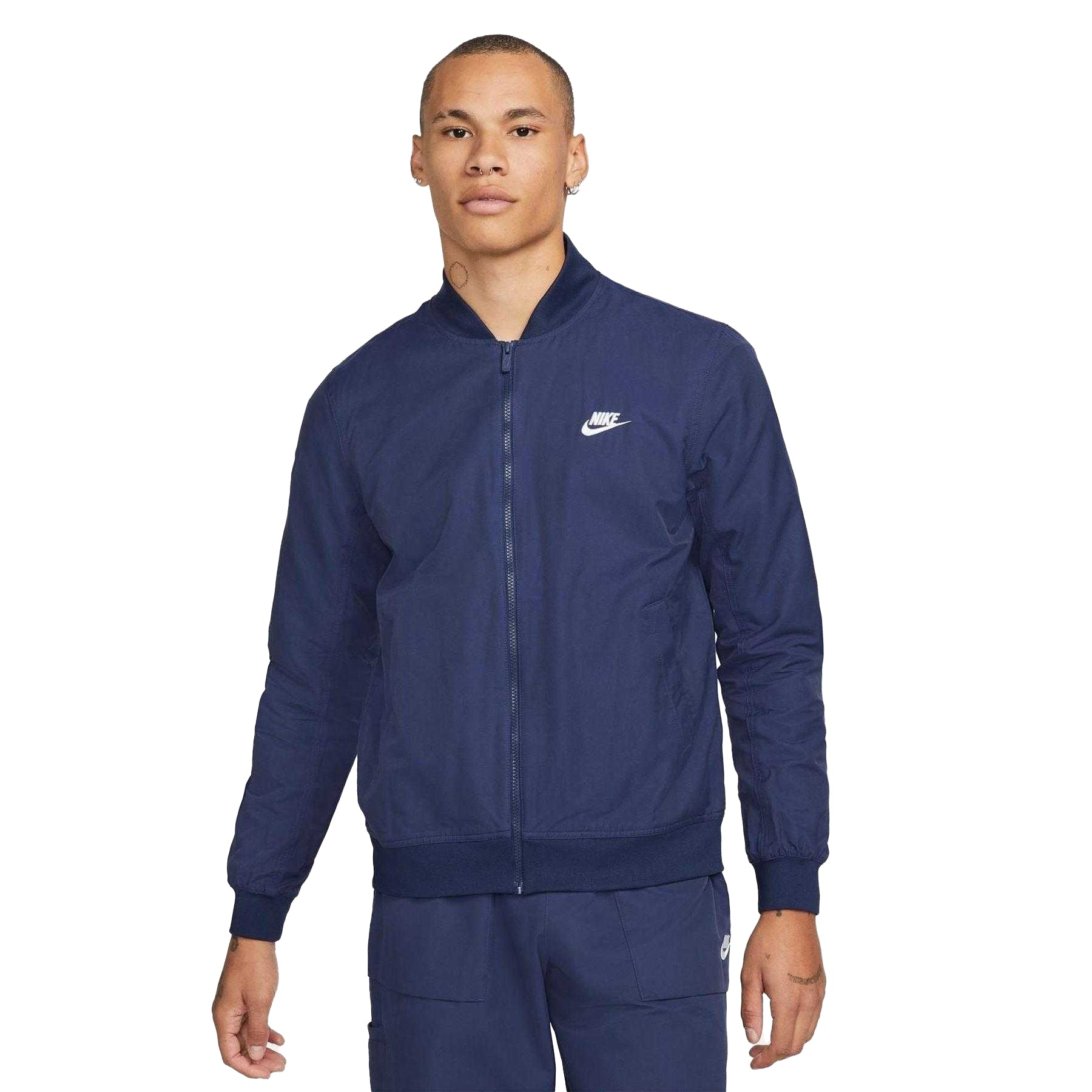 Midnight Navy-White - Front - Nike Mens Club Woven Jacket