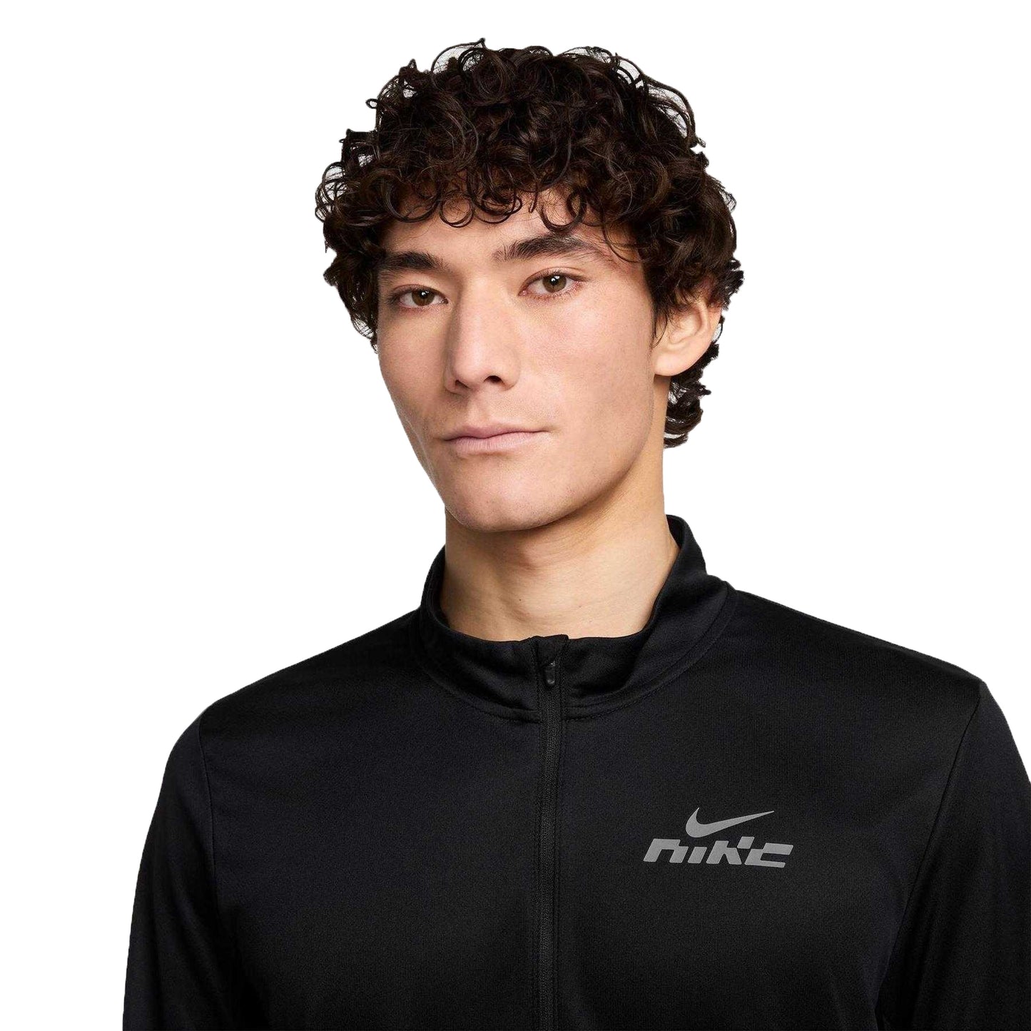 Black-Reflective - Side - Nike Mens Pacer Logo Dri-FIT Half Zip Top
