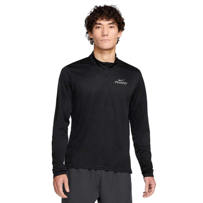 Black-Reflective - Front - Nike Mens Pacer Logo Dri-FIT Half Zip Top