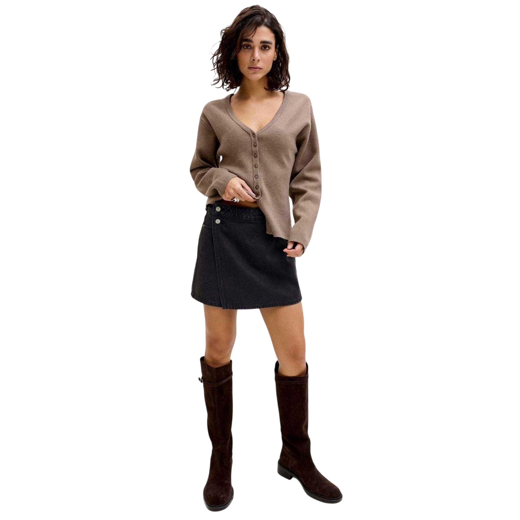 Black Denim - Lifestyle - JJXX Womens-Ladies Greta Denim High Waist Mini Skirt