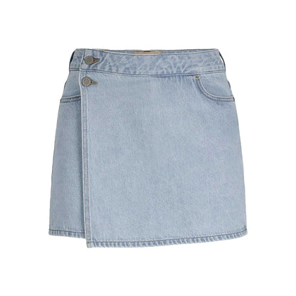 Light Blue - Front - JJXX Womens-Ladies Greta Denim High Waist Mini Skirt