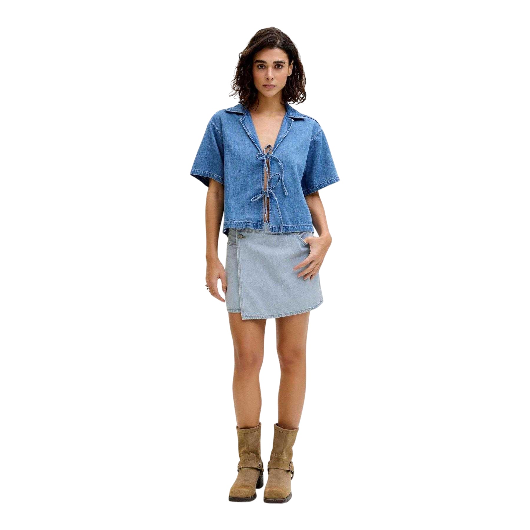 Light Blue - Lifestyle - JJXX Womens-Ladies Greta Denim High Waist Mini Skirt