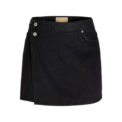 Black Denim - Front - JJXX Womens-Ladies Greta Denim High Waist Mini Skirt