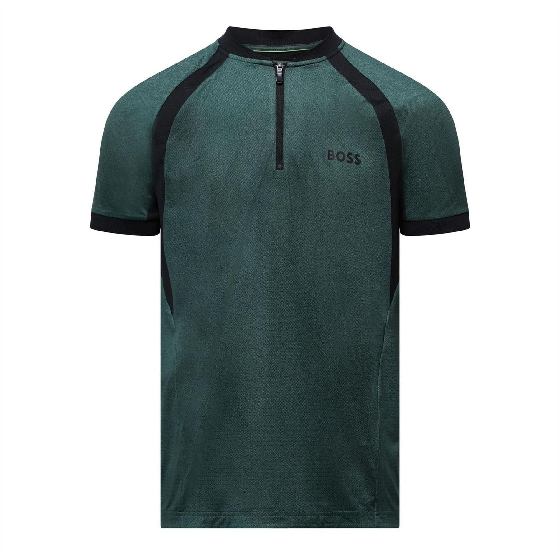 Green - Front - Boss Mens PL_TOC Matchball Jersey Slim Polo Shirt