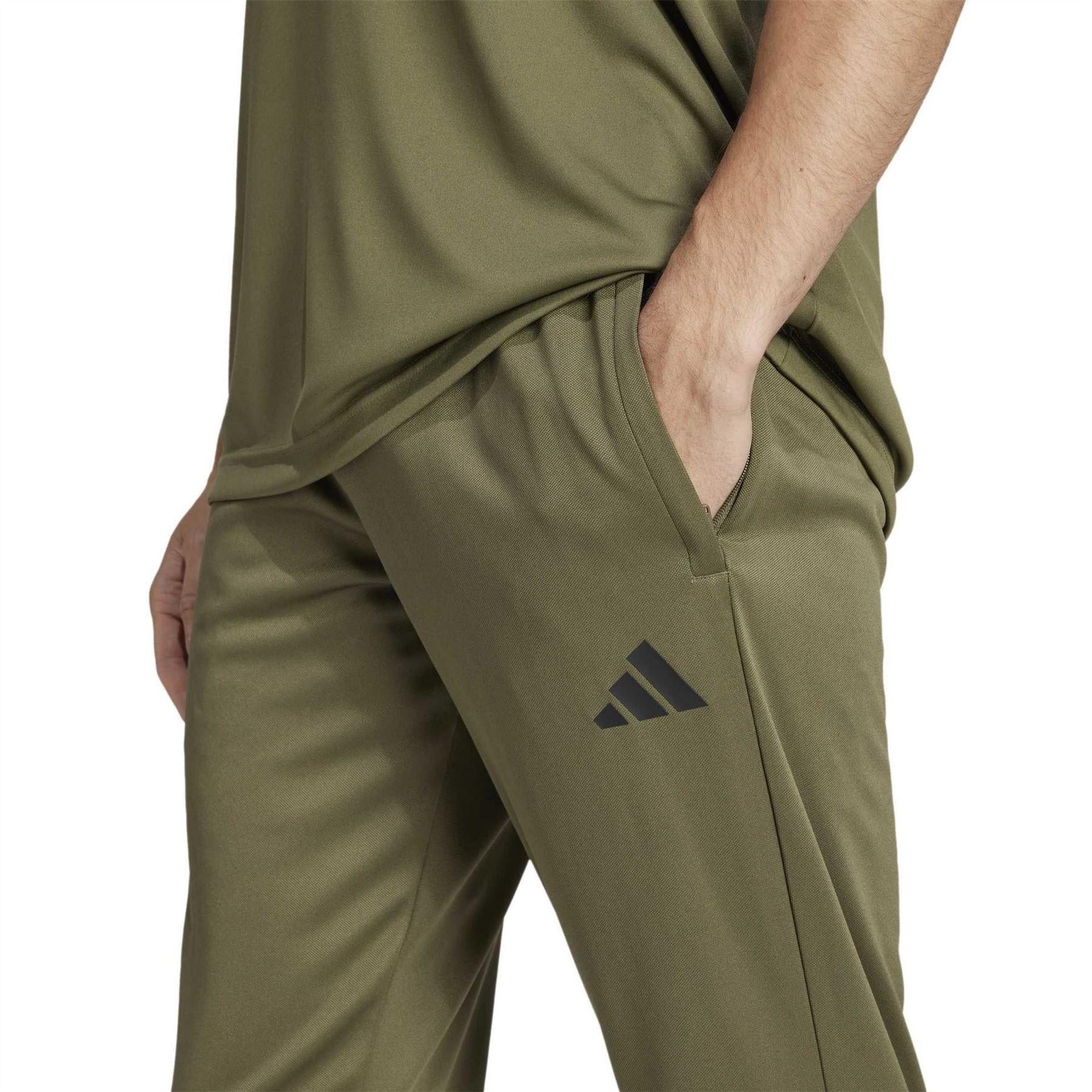 Olive Strata - Side - Adidas Mens Sereno Aeroready Tracksuit Bottoms