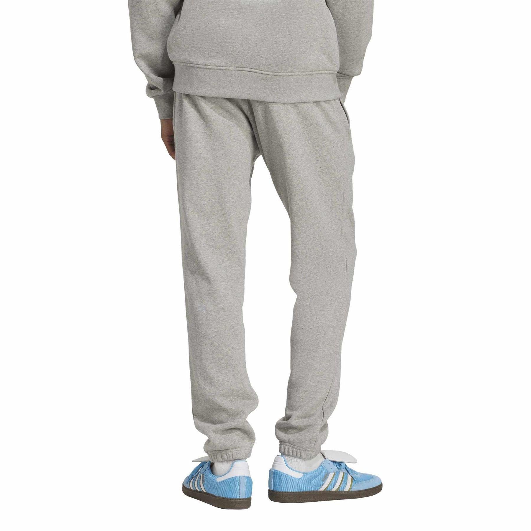 Medium Grey - Back - Adidas Mens Trefoil Essentials Heather Joggers