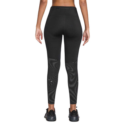 Black-Silver - Back - Nike Womens-Ladies T Flash Running Tights