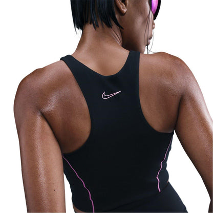 Black-Pink - Back - Nike Womens-Ladies Dri-FIT Cropped Tank Top