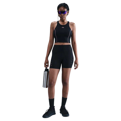 Black-Pink - Side - Nike Womens-Ladies Dri-FIT Cropped Tank Top