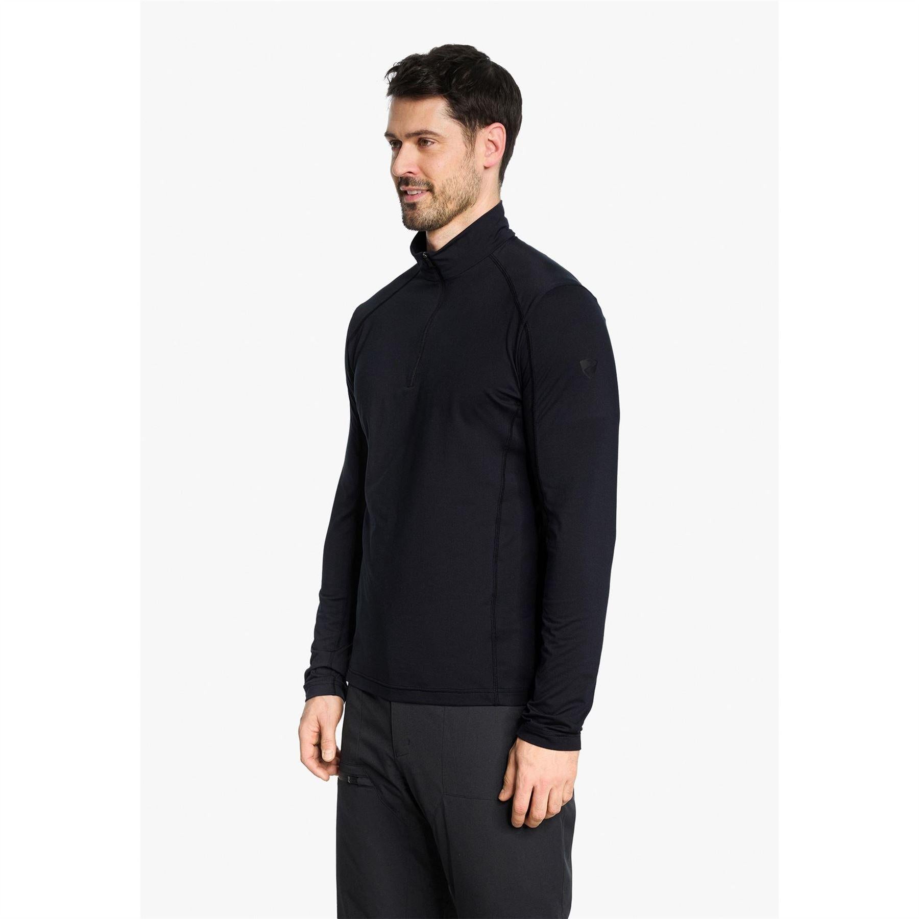 Black - Lifestyle - Ziener Mens Jelano Quarter Zip Fleece Top