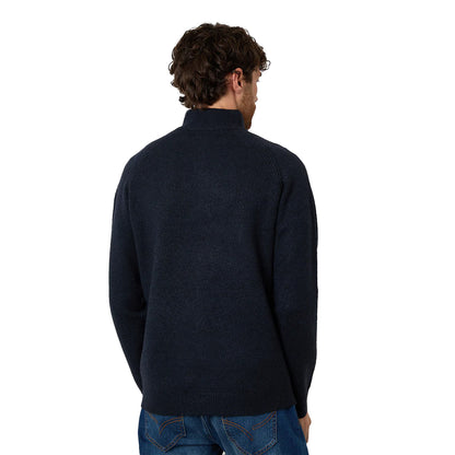 Navy - Back - Threadbare Mens Rossen Quarter Zip Raglan Long-Sleeved Jumper