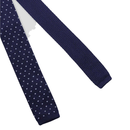 Navy - Back - Twisted Tailor Mens Spotted Knitted Tie