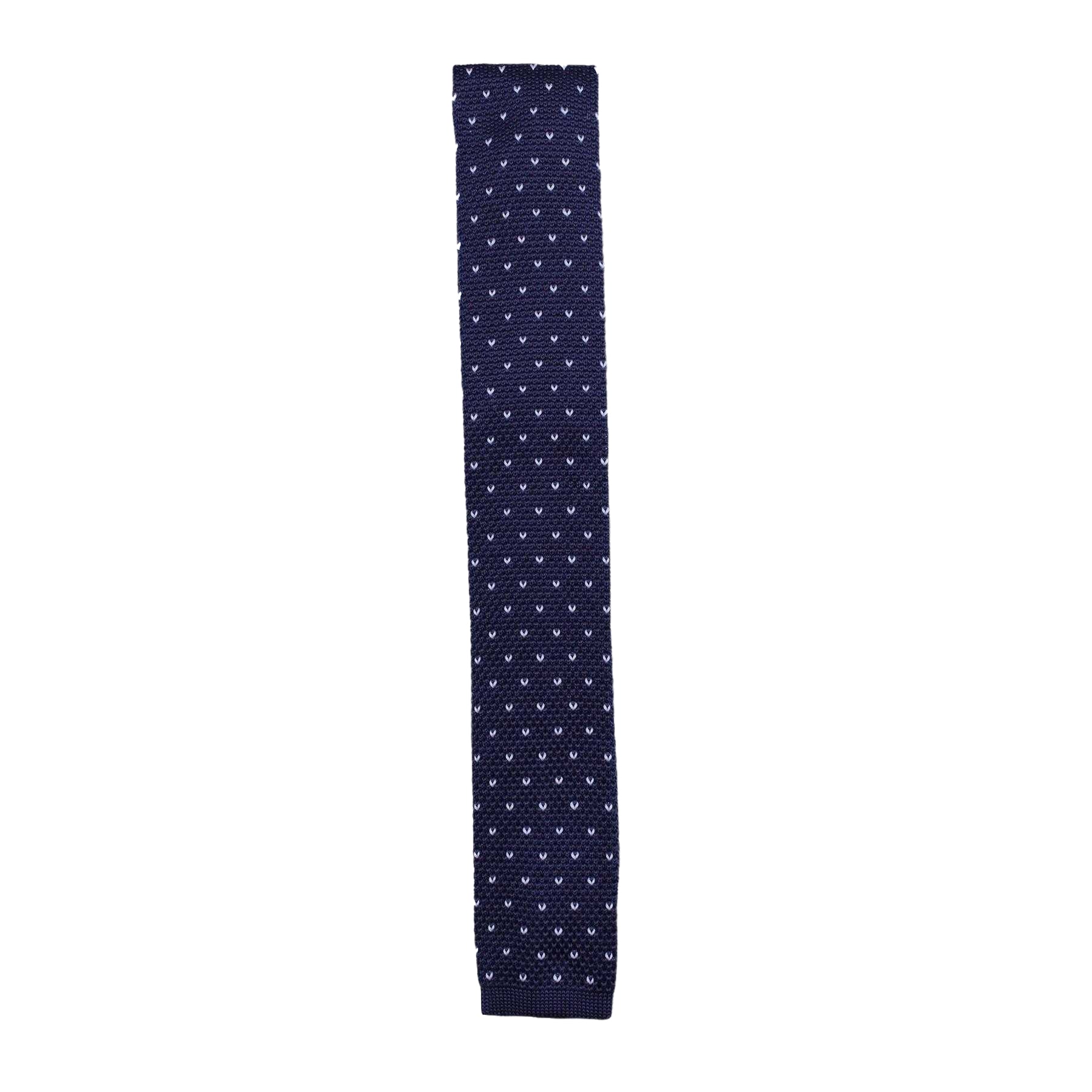 Navy - Front - Twisted Tailor Mens Spotted Knitted Tie