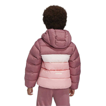 Crimson-Pink - Back - Adidas Childrens-Kids Colour Block Hooded Puffer Jacket