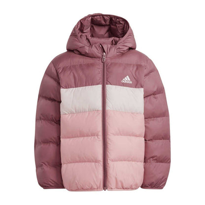 Crimson-Pink - Front - Adidas Childrens-Kids Colour Block Hooded Puffer Jacket