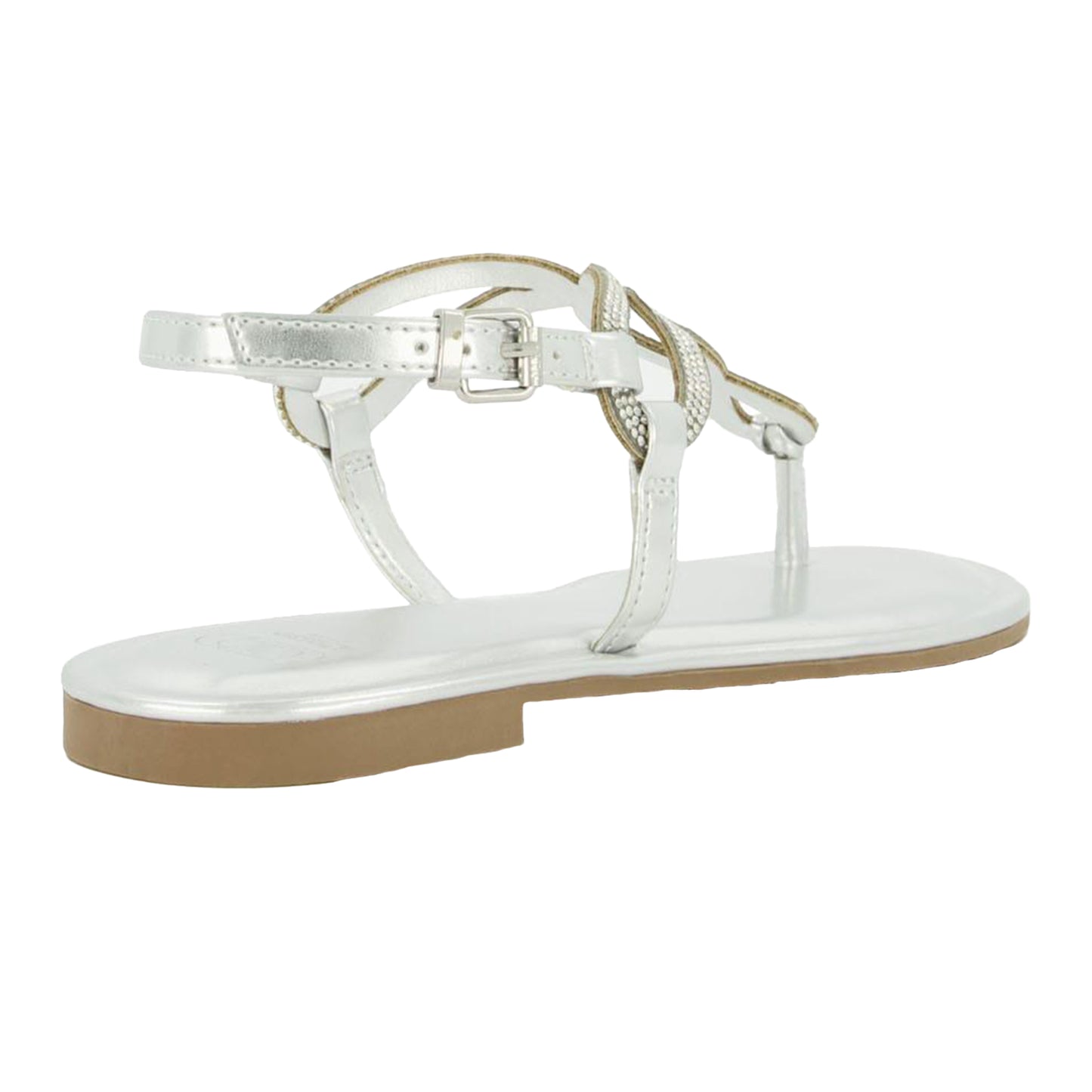 Silver - Back - Dune London Womens-Ladies Logic Tubular Twist Strap Sandals