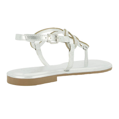 Silver - Back - Dune London Womens-Ladies Logic Tubular Twist Strap Sandals
