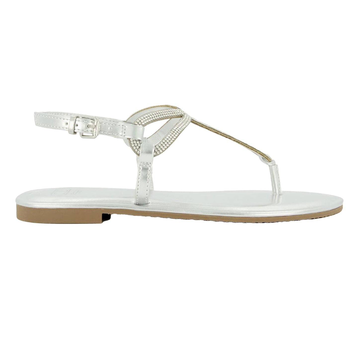 Silver - Side - Dune London Womens-Ladies Logic Tubular Twist Strap Sandals