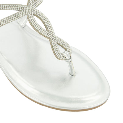 Silver - Lifestyle - Dune London Womens-Ladies Logic Tubular Twist Strap Sandals