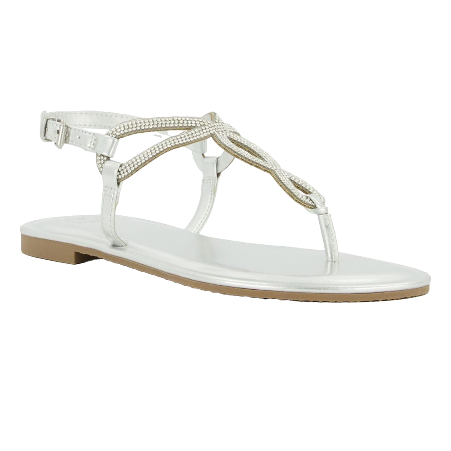 Silver - Front - Dune London Womens-Ladies Logic Tubular Twist Strap Sandals