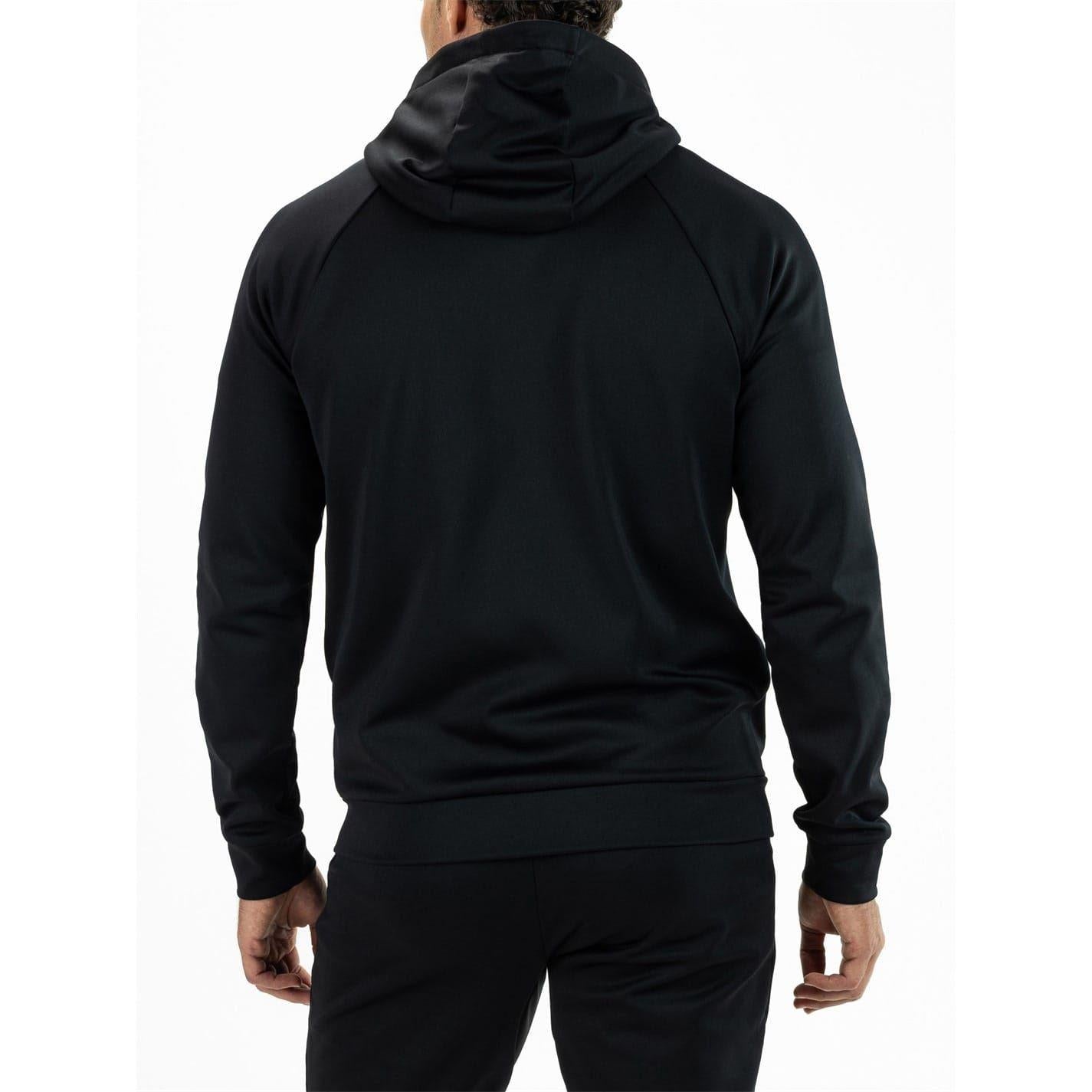 Black - Back - Sjeng Sports Mens Maxim Raglan Long-Sleeved Full Zip Hoodie