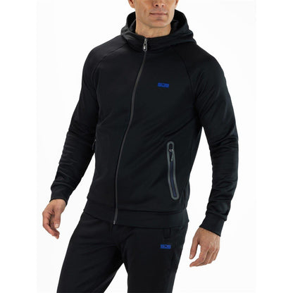 Black - Front - Sjeng Sports Mens Maxim Raglan Long-Sleeved Full Zip Hoodie