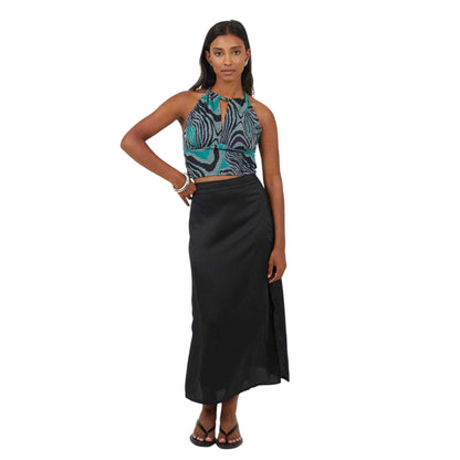 Black-Green - Lifestyle - Brave Soul Womens-Ladies Abstract Jacquard Halter Top