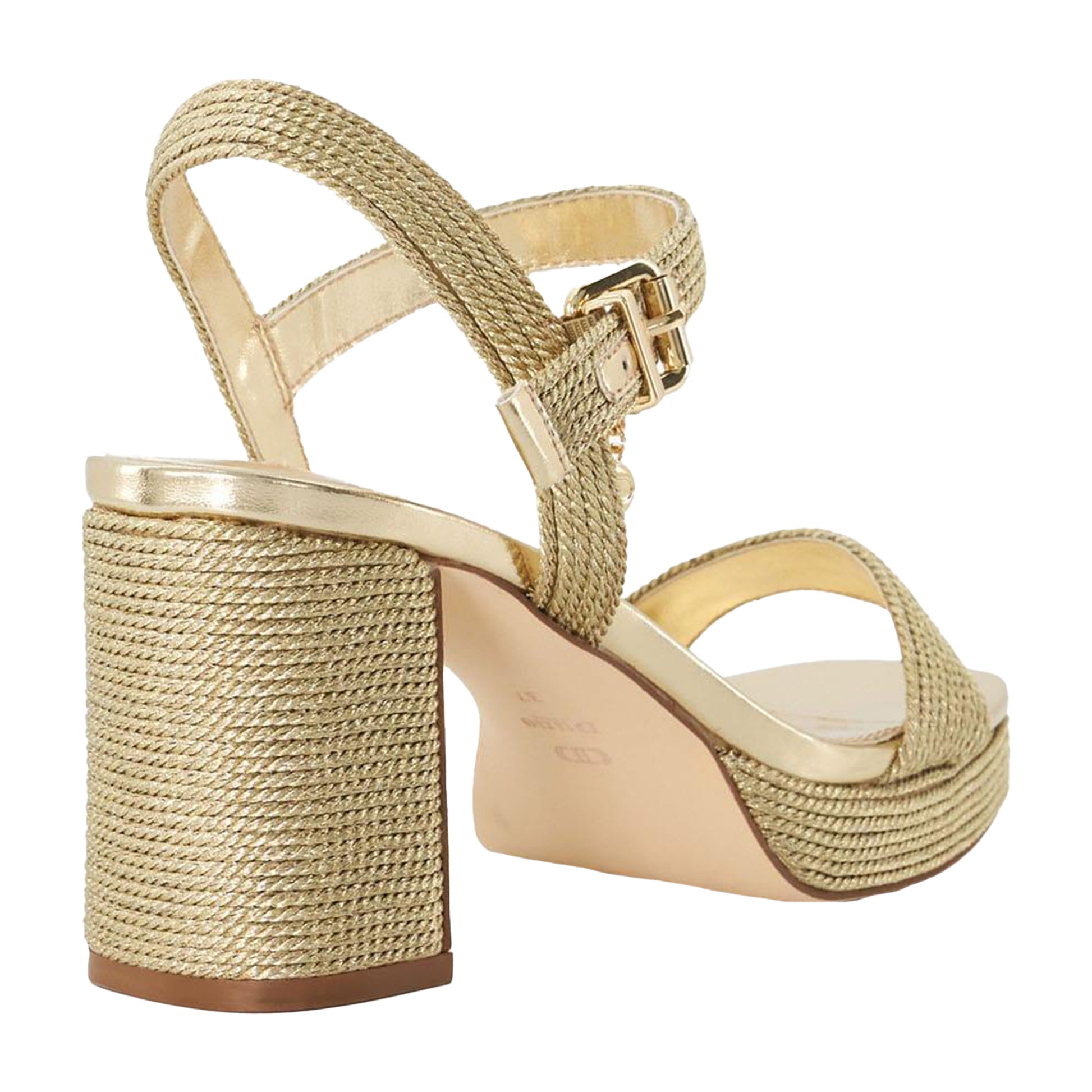 Gold - Back - Dune London Womens-Ladies Motive Platform Block Sandals