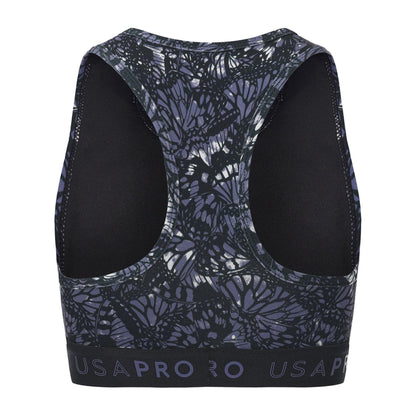 Black-Butterfly Green - Back - USA Pro Girls Crop Crop Top