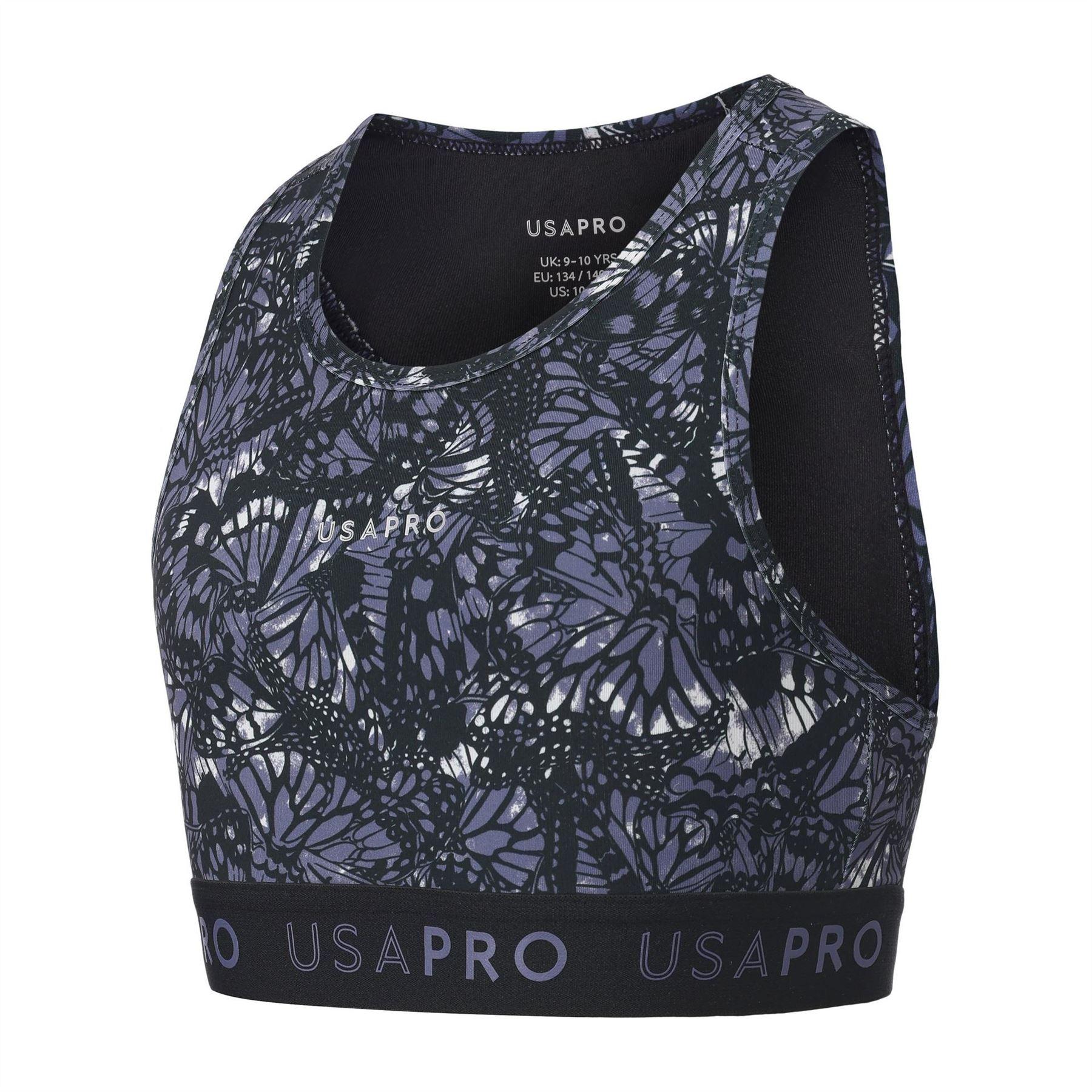 Black-Butterfly Green - Side - USA Pro Girls Crop Crop Top
