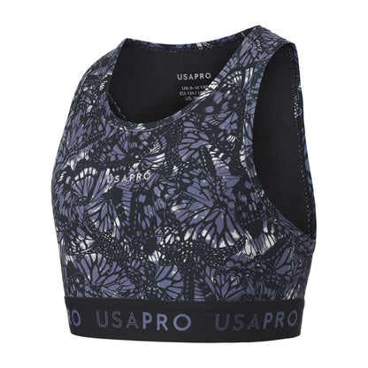 Black-Butterfly Green - Side - USA Pro Girls Crop Crop Top